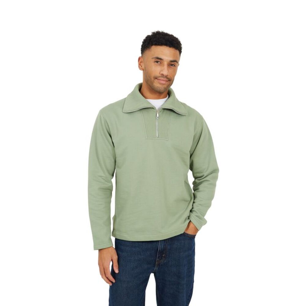 Brave Soul Mens Funnel Neck Sweatshirt / Mint Green